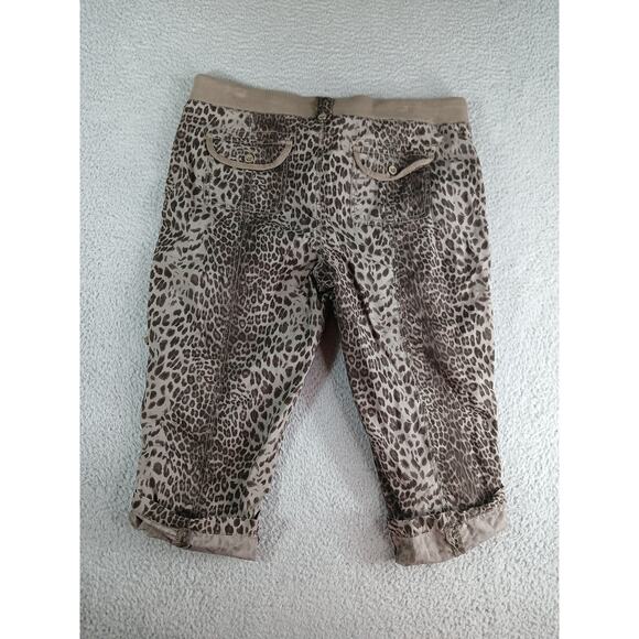 Intro Love The Fit Pants Womens 12 Stretch Brown Capri Leopard Cuffed Drawstring - Picture 8 of 9